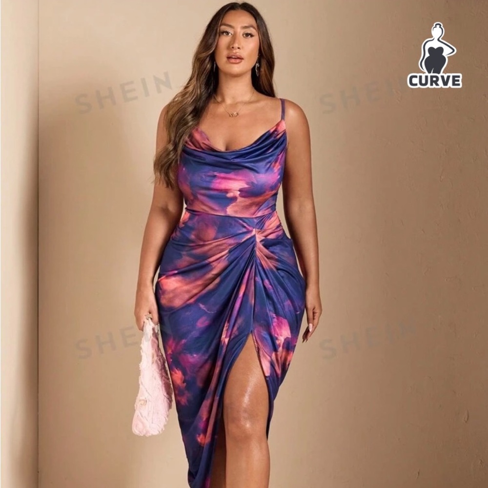 SHEIN Vibrant Blue and Pink Dress